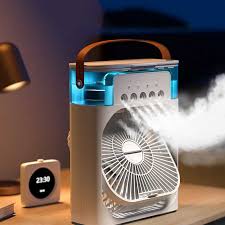 Portable Air Conditioner Fan: Usb Electric Fan With Led Night Light, Fine Mist Water, And Humidifier Function (BIG SIZE)