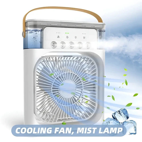 Portable Air Conditioner Fan: Usb Electric Fan With Led Night Light, Fine Mist Water, And Humidifier Function (BIG SIZE)